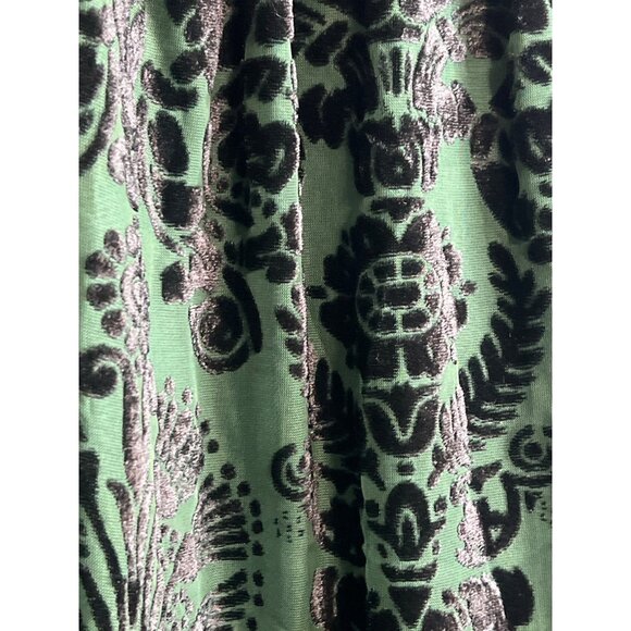 Max Studio Emerald Green & Black Velvet Burnout High Neck Tie Halter Tank Top M - Picture 6 of 8